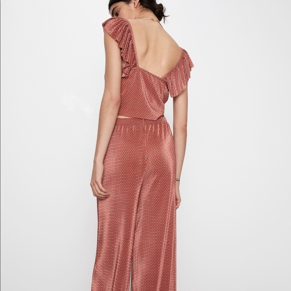 ZARA Ruffle Pleated Top + Pants Set - Picture 5 of 5